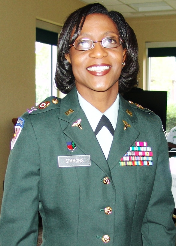 U.S. Army Maj. Vondalyn Simmons, serves as a clinical nurse officer-in-charge at the McDonald Army Health Center at Fort Eustis, Va.  Since enlisting in the Army in August 1988, the Charleston, S.C., native said she has been "living the dream."  She joined the Army with hopes of serving her country and pursuing off-duty education, following four of her siblings.  After completing her active-duty enlistment, she took advantage of her G.I. Bill benefits and attended the Medical University of South Carolina while serving in the Army Reserve.  Upon graduating with a bachelor of science in nursing degree, she was granted a direct commission into the Army Nurse Corps.  (Courtesy photo)