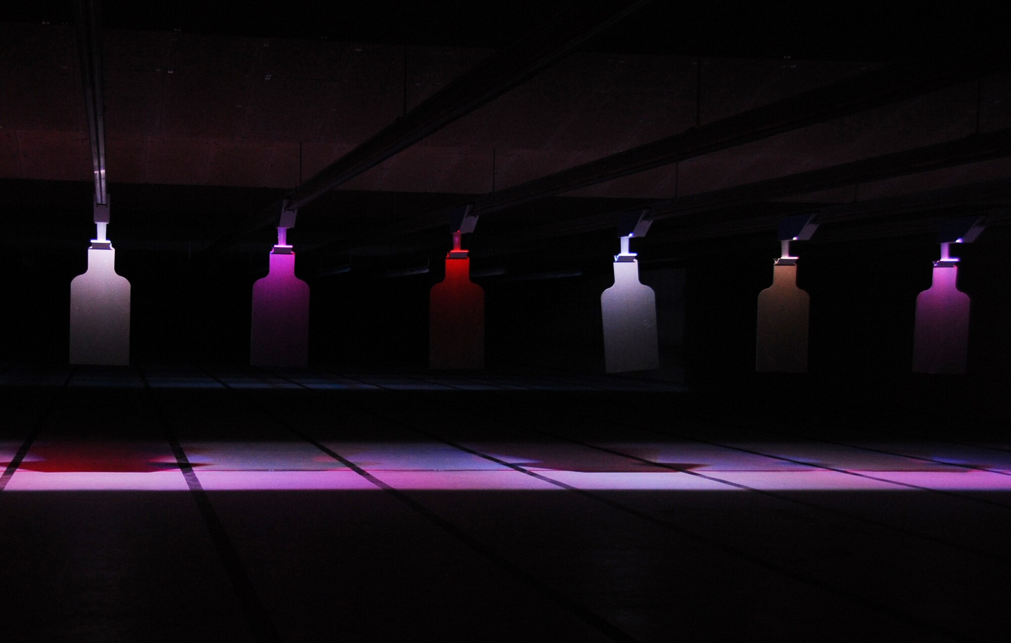 The Keesler Indoor Firing Range, located behind the  81st Security Forces Squadron, Keesler Air Force Base, Miss., is approximately 90 percent complete. The 81st SFS and other base personnel will use the facility for weapons training and qualifications. A retrieval system inside the firing range can be controlled by the range tower operator to set conditions such as illuminating targets for night time conditions or using strobe lights to give the effect of police cars at night.  (U.S. Air Force photo by Kemberly Groue)