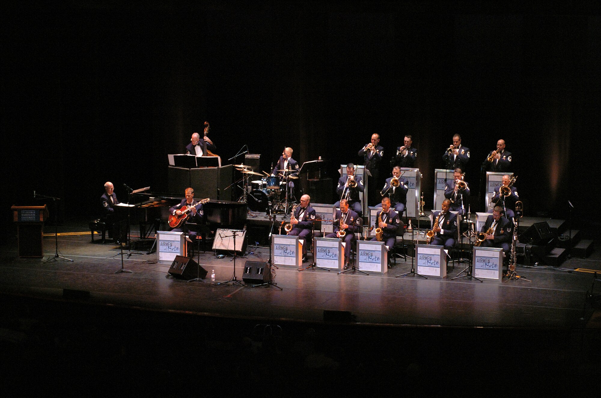 The USAF Airmen of Note perform onstage