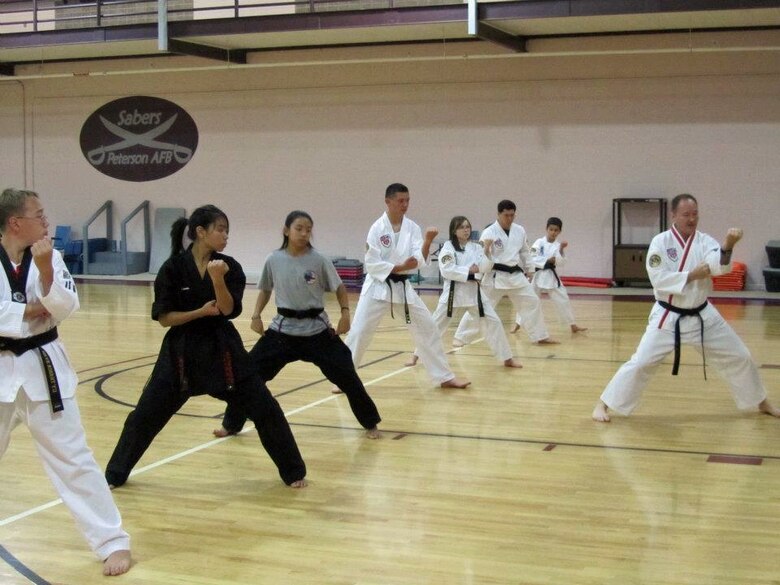 Peterson TaeKwonDo students perfect their technique, led by instructor Klay Kerns. (Courtesy photo)
