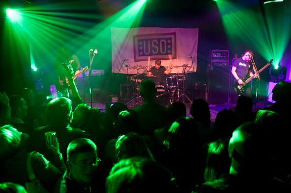 The band Seether performs for Team Incirlik March 19, 2012, at the Club Complex at Incirlik Air Base, Turkey. The hard-rock band visited Incirlik as part of a USO tour through Italy and Turkey. (U.S. Air Force photo by Tech. Sgt. Michael B. Keller/Released)