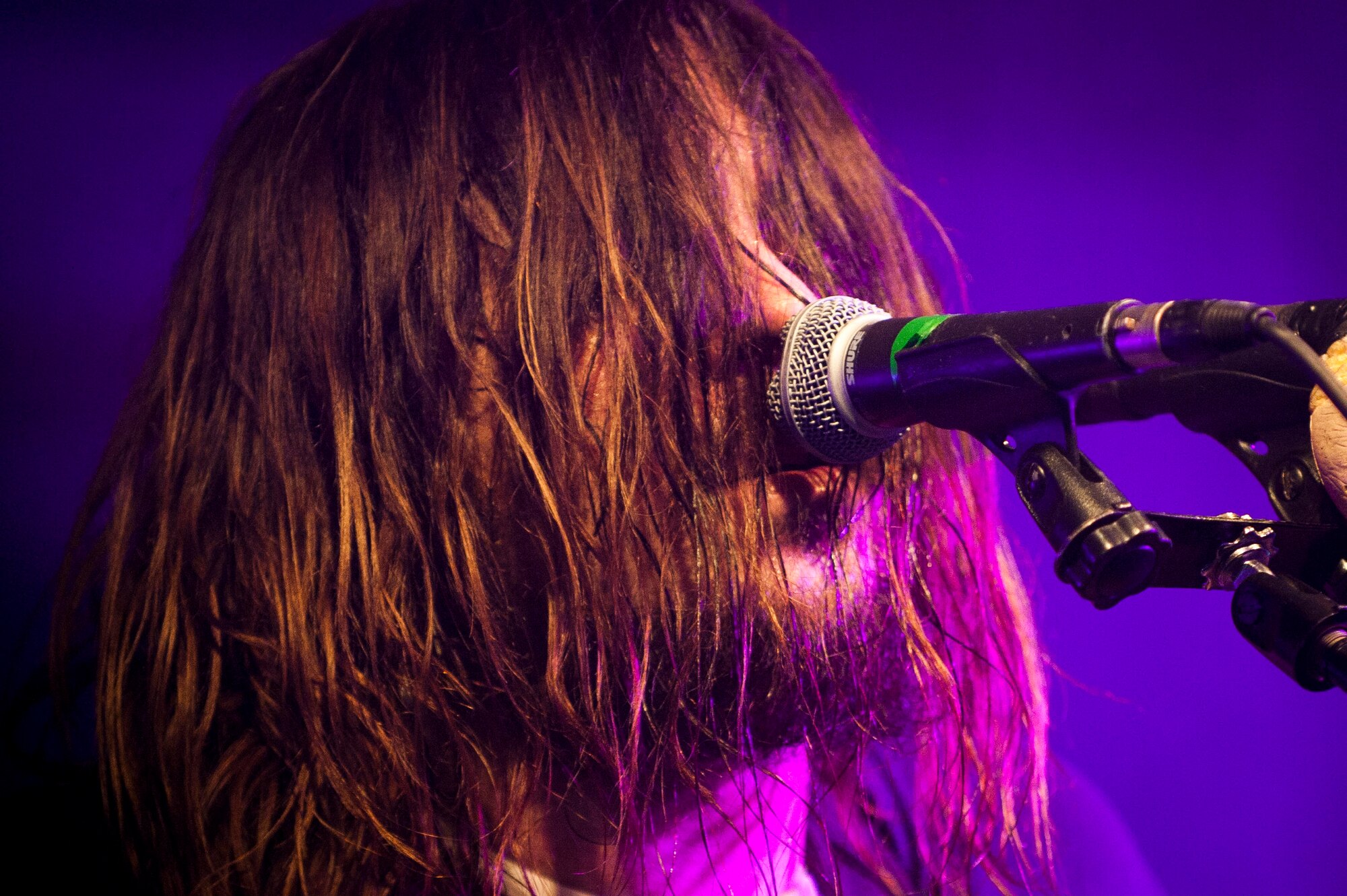 Shaun Morgan, lead singer for the band Seether, performs for Team Incirlik March 19, 2012, at the Club Complex at Incirlik Air Base, Turkey. The hard-rock band visited Incirlik as part of a USO tour through Italy and Turkey. (U.S. Air Force photo by Tech. Sgt. Michael B. Keller/Released)