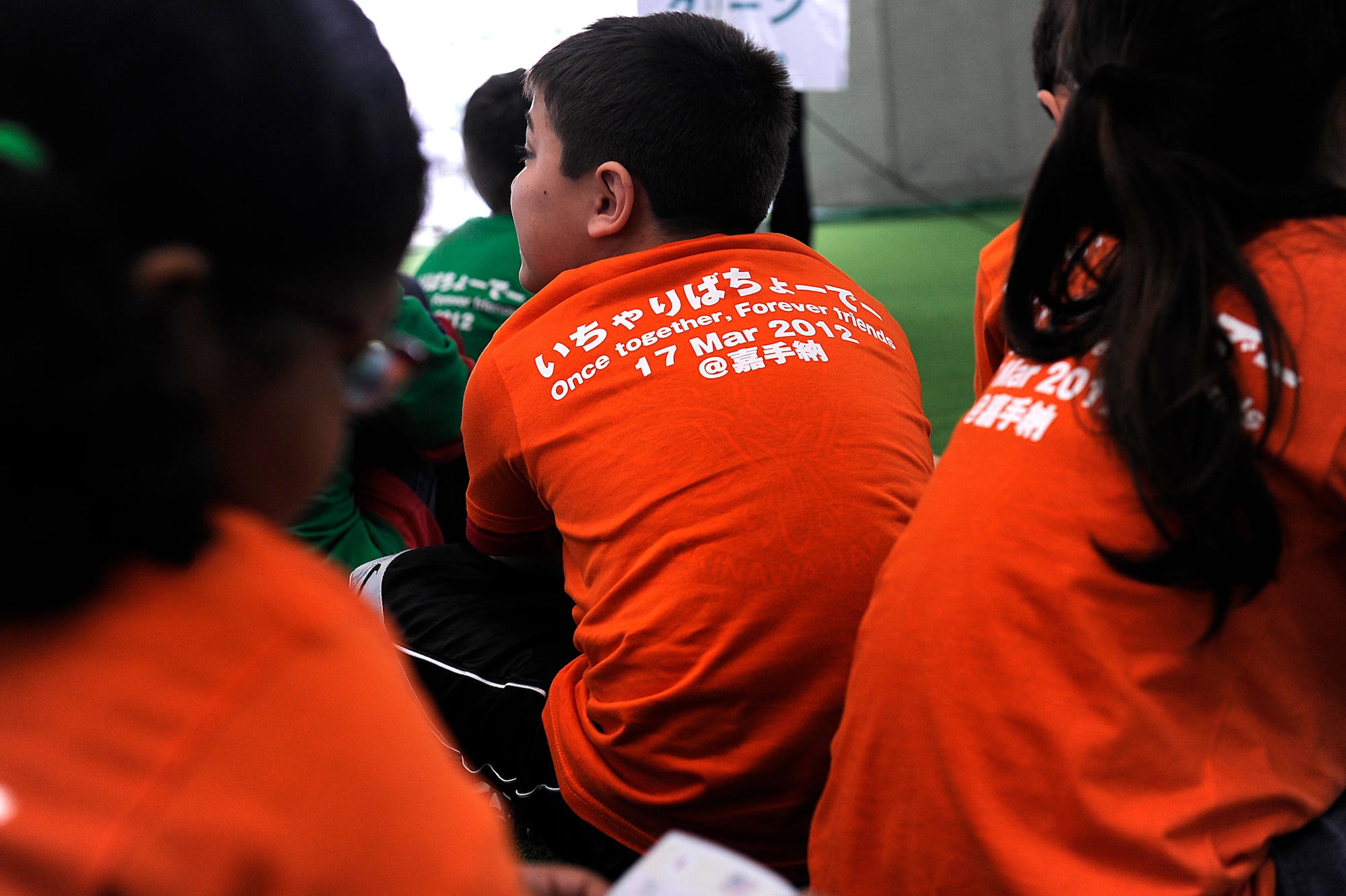 Students from Amelia Earhart Intermediate School participated in a Japan-U.S. Friendship Day sports event March 17, 2012, in Kadena Town, Japan. Base volunteers including Airmen from NCO Academy and students from Kadena High School National Honor Society, as well as parent chaperones, were also involved in the event. (U.S. Air Force photo by Senior Master Sgt. J.C. Woodring/Released)