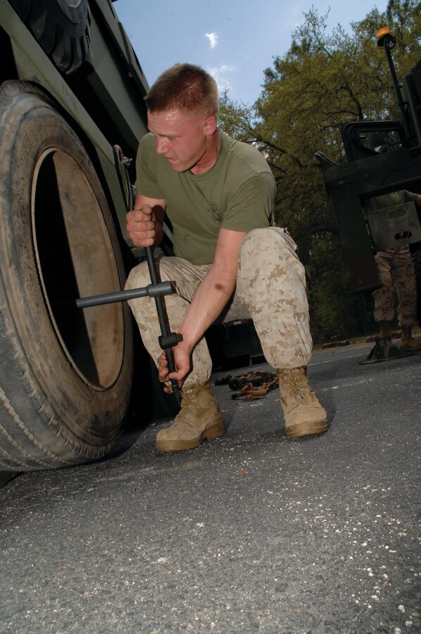Marines from Combat Logistics Battalion-8, Second Marine Logistics Group, Camp Lejeune, N.C., conduct their first long-range convoy in the U.S., making Marine Corps Logistics Base Albany the halfway point. Arriving here March 13, they began their journey March 12