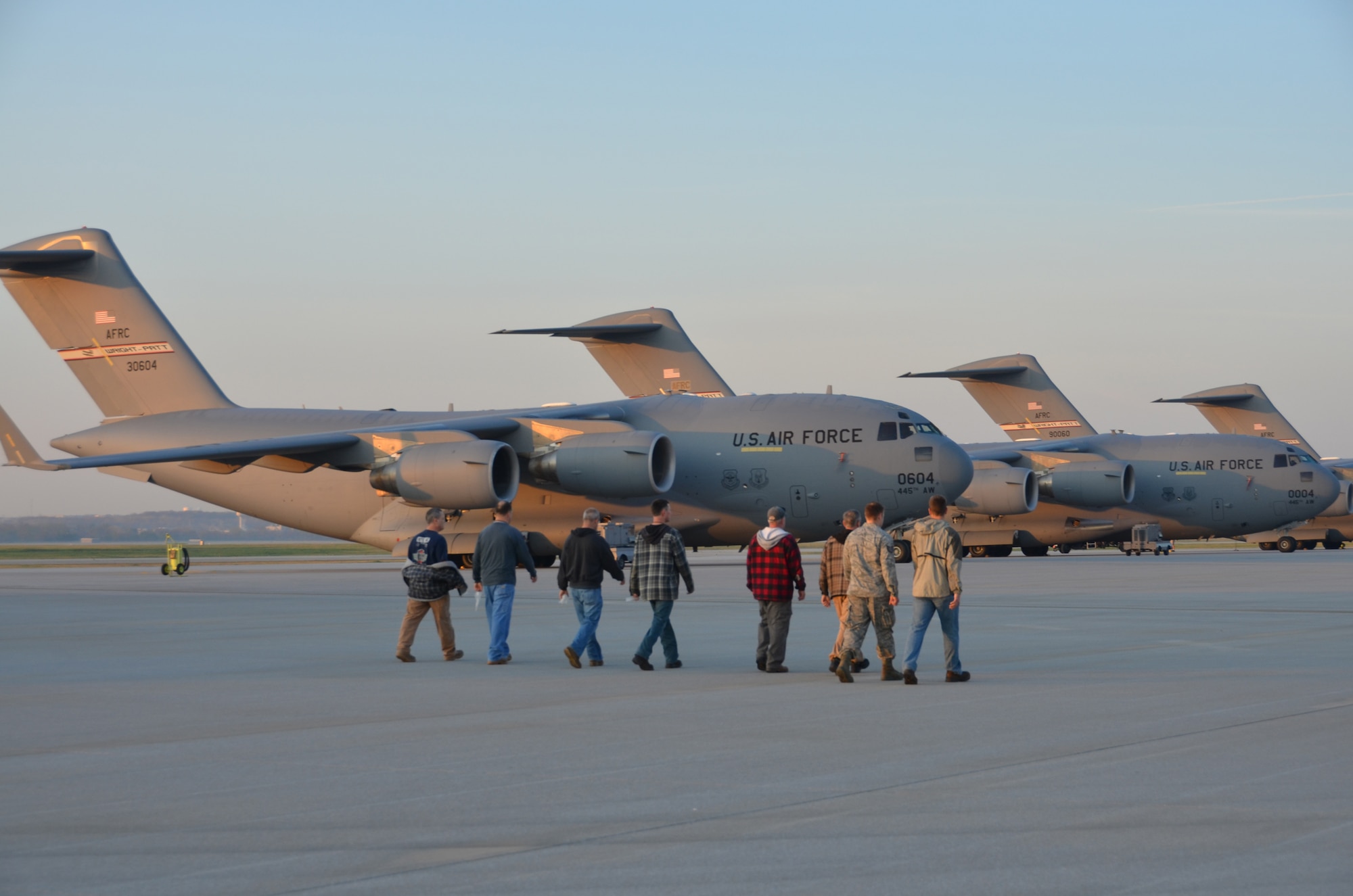WRIGHT-PATTERSON AIR FORCE BASE, Ohio –The 445th Airlift Wing’s March 21 FOD walk resulted in the finding of 5 1/2 pounds of FOD. Military and civilian members from various units across the wing participated. (U.S. Air Force photo/Stacy Vaughn)