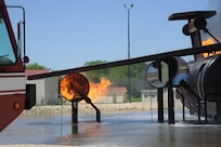 Simulated aircraft fire at the Fire Training Area on Joint Base San Antonio-Randolph March 22. (U.S. Air Force photo by Rich McFadden) (released)