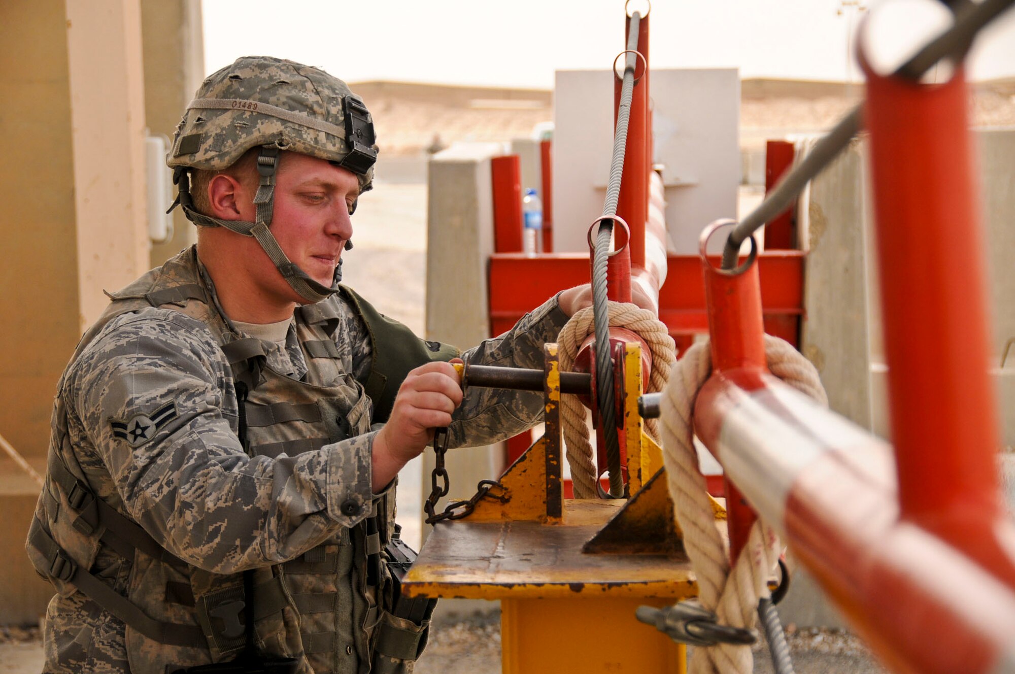 U.S. Air Force Airman 1st Class Ryan Younger, 386th Expeditionary Security Forces Squadron Security Forces Journeyman, is the 386th Air Expeditionary Wing Rock Solid Warrior for March 23, 2012. Younger is deployed from the 375th Security Forces Squadron, Scott Air Force Base, Ill. (U.S. Air Force Staff Sgt. James Lieth)
