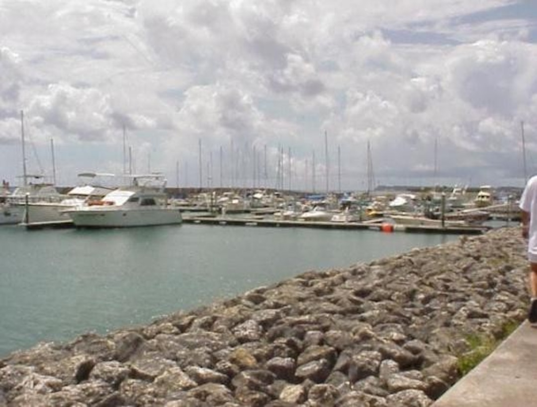 Berthing area at the Agat Small Boat Harbor, Guam. 