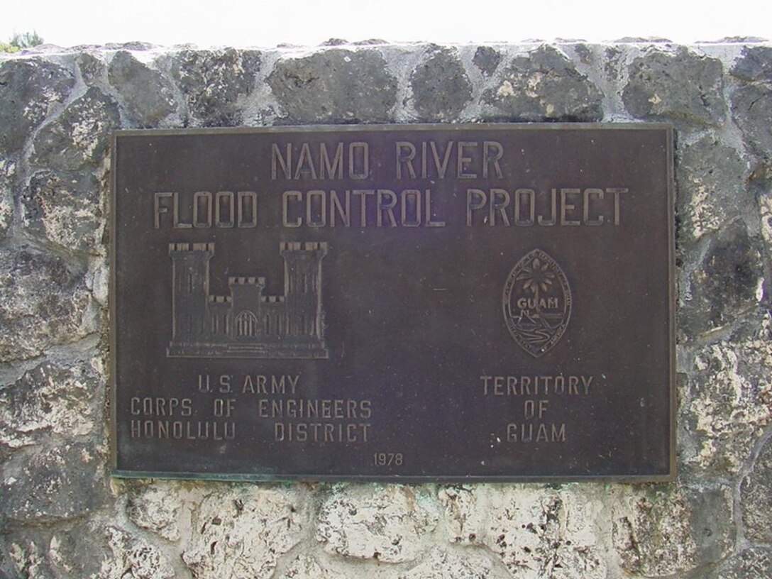 Project sign at the Namo River Flood Control Project.