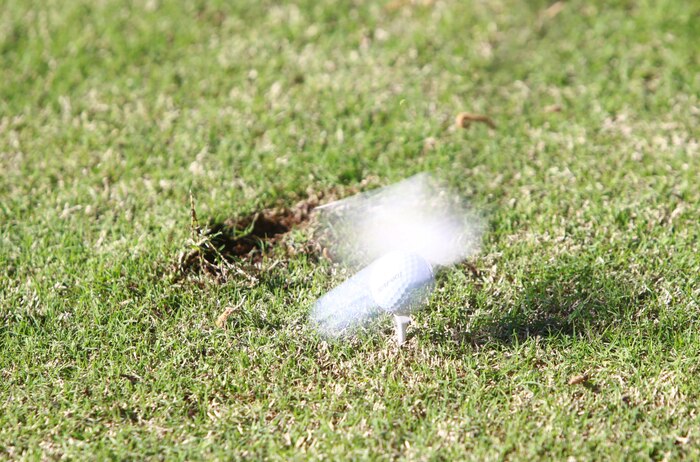 A golf ball is clobbered during a golf outing held by Combat Logistics Battalion 8, 2nd Marine Logistics Group at the Paradise Point Golf Course aboard Camp Lejeune, N.C., March 27, 2012. The purpose of the day was to give the battalion’s Marines and sailors a day of rest and relaxation. (U.S. Marine Corps photo by Pfc. Franklin E. Mercado)