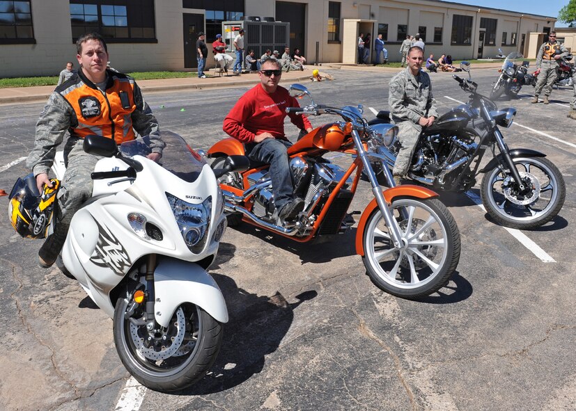 U.S. Air Force Staff Sgt. Daniel McBay, 7th Civil Engineer Squadron, rides his motorcycle down the slow-ride competition course March 23, 2012, at Dyess Air Force Base, Texas. The bike safety rally showcased airmen’s bikes and highlighted the importance of properly using gear and equipment. (U.S. Air Force photo by Airman 1st Class Peter Thompson/ Released)
