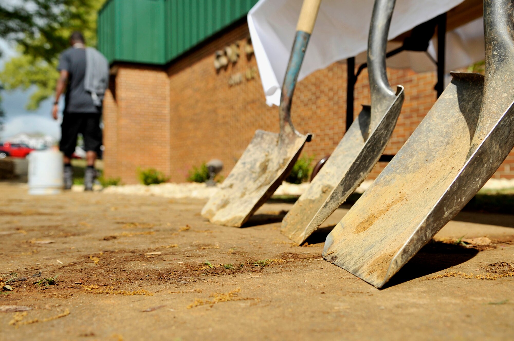 Joseph Parrish walks outside of the Carolina Lakes Golf Course building at Shaw Air Force Base, S.C., March 24, 2012. Parrish was volunteering at Carolina Lakes during the Golf Course Makeover.(U.S. Air Force photo by Airman Nicole Sikorski/Released)
