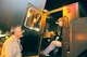 Mark Vasquez, C-5 Production team lead, talks with David Kitchens, driver of the tow vehicle that will move the C-5 out of the hangar and to a spot on the flightline. (U. S. Air Force photo by Sue Sapp)