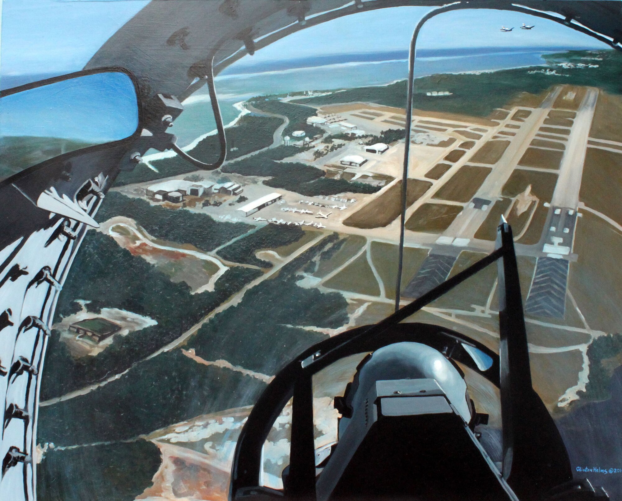 This image, an original work by Clinton Helm's, Air Force Art Program volunteer, is a painting displaying the inside of the T-6 trainer at the Naval Air Station at Pensacola, Fla. (Courtesy photo by Clinton Helms) 