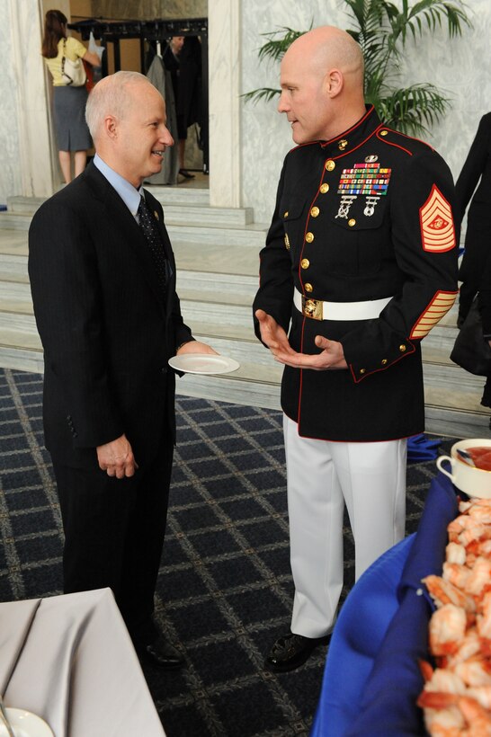 Sgt. Maj. Micheal P. Barrett, the 17th Sergeant Major of the Marine Corps, attends the Armed Forces Marketing Council 2012 Annual Reception in the U.S. Capitol Complex, Washington, D.C., March 28, 2012.