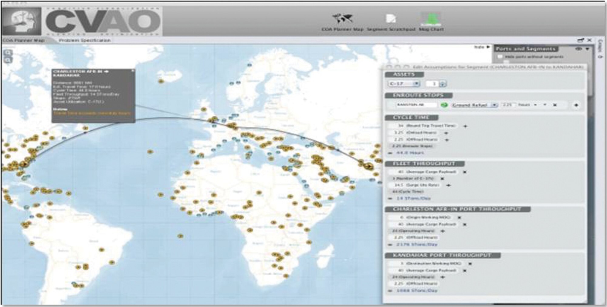 Diagram of the Rapid Course-of-Action Analysis capability, transitioned to the United States Transportation Command’s Fusion Center.  The capability was quickly transition because of overwhelming user acceptance. (USAF Image)