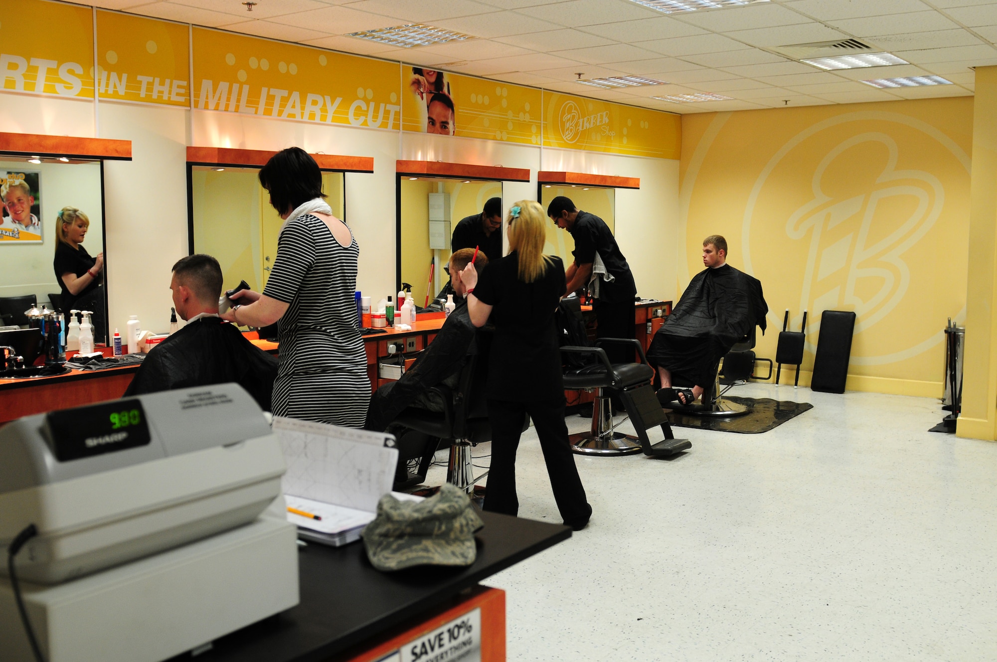 ROYAL AIR FORCE LAKENHEATH, England – The Base Exchange Barber Shop is located just inside the East entrance of the BX. It is open from 9 a.m. to 6 p.m. Monday through Saturday and 10:00 am to 5:00 pm on Sunday. (U.S. Air Force photo by Airman 1st Class Cory D. Payne)
