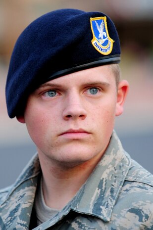 U.S. Air Force Airman 1st Class Trey LeClair, 99th Security Forces Squadron security forces journeyman, listens to a Multi Assault Counter Terrorism Action Capabilities safety brief before teaming with local civilian law enforcement March 28, 2012, at Nellis Air Force Base, Nev.  Airman LeClair performed multiple tasks during the exercise that enhanced his ability to integrate with civilian law enforcement during a potential on-base response. (U.S. Air Force photo by Staff Sgt. William P.Coleman)  