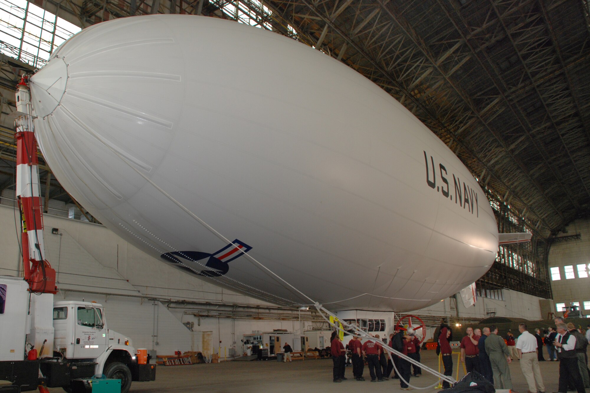 Naval Research Laboratory Military Support Division Scientific Development Squadron is performing routine flights with the MZ-3A Airship. The Airship is 178 feet long, capable of flying up to 9,500 feet and can cruise at 45 knots. The ship is fitted with two 180 horsepower Lycoming engines and can remain aloft and nearly stationary for more than 12 hours. The MZ-3A has space for one pilot and nine passengers and was commissioned in Oct. 2011 at Joint Base McGuire-Dix-Lakehurst, N.J. (Courtesy photo/Released)