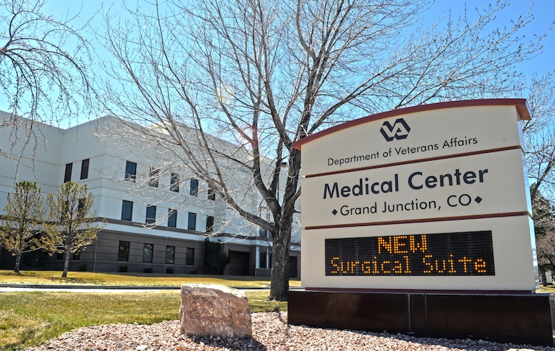 GRAND JUNCTION, Colo. — The new surgical floor addition is highlighted on the marquee of the Grand Junction Department of Veterans Affairs Medical Center here, Mar. 23, 2012. The U.S. Army Corps of Engineers Sacramento District oversaw construction of the $13 million addition.
