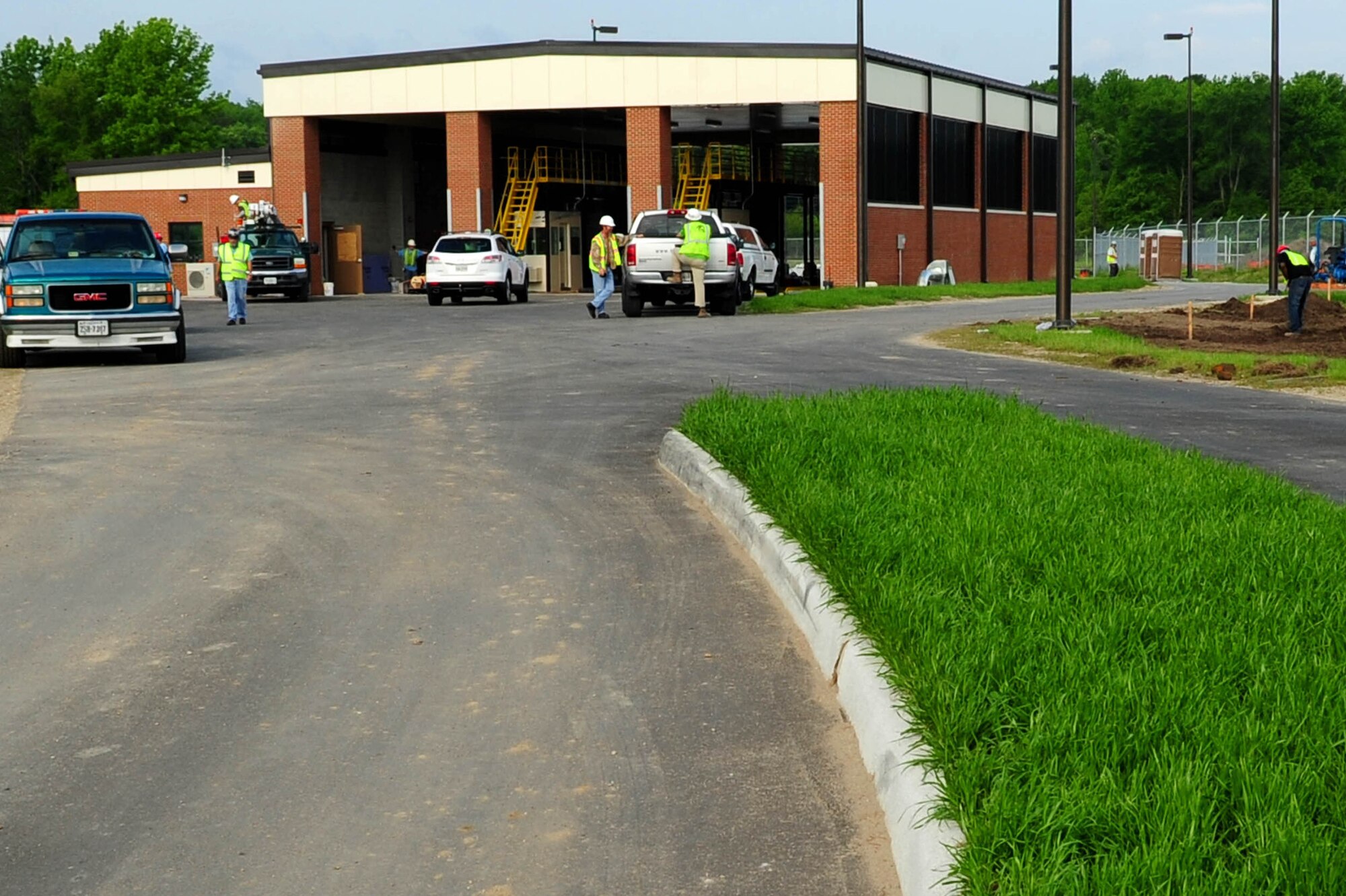 The Large Vehicle Inspection Station at Langley Air Force Base, Va., nears completion on May 1, 2012.  The LVIS and the Visitor Center on Armistead Avenue will open May 7, 2012.  (U.S. Air Force photo by Airman 1st Class Kayla Newman/Released)