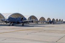 A-10C Thunderbolt II, assigned to the 75th Fighter Squadron taxi down the flightline prior to take off at Moody Air Force Base, Ga., April 23, 2012. Airmen assigned to the 75th FS and 23d Aircraft Maintenance Squadron deployed to support operations at Osan Air Base, Republic of Korea as an air expeditionary fighter squadron. (U.S. Air Force photo by Staff Sgt. Ciara Wymbs/Released) 