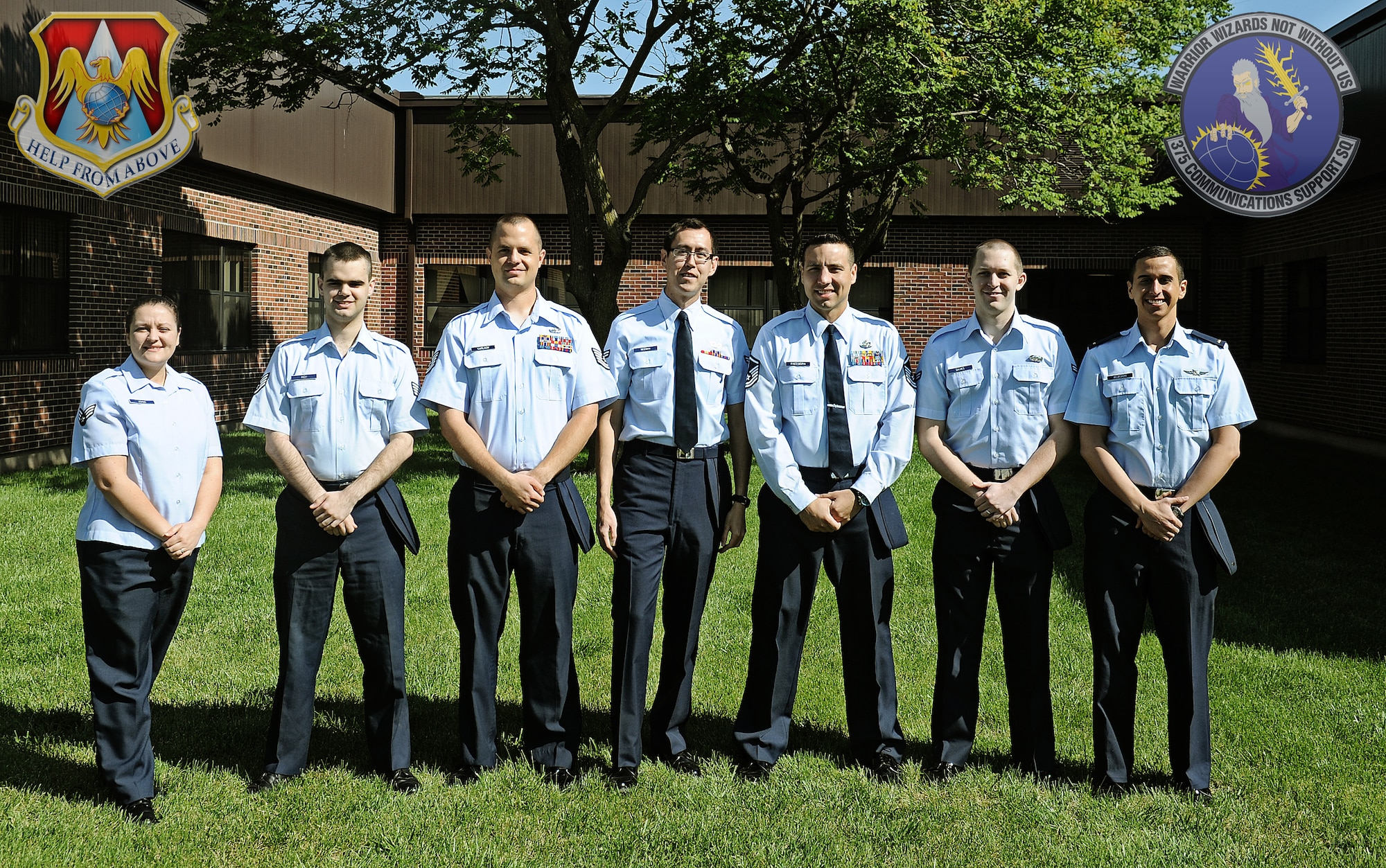 The application development team is shown here, from left to right: Senior Airman Amanda Voisin, Staff Sgt. Daniel Rich, Tech Sgt. David Carlson, Airman 1st Class Jacob Beeman, Master Sgt. Delbert Freeborn, Airman 1st Class Christopher Davies, 2nd Lt. Andrew Villagran. Capt. James Crawford is not shown. (U.S. Air Force photo by Staff Sgt. Ryan Crane)