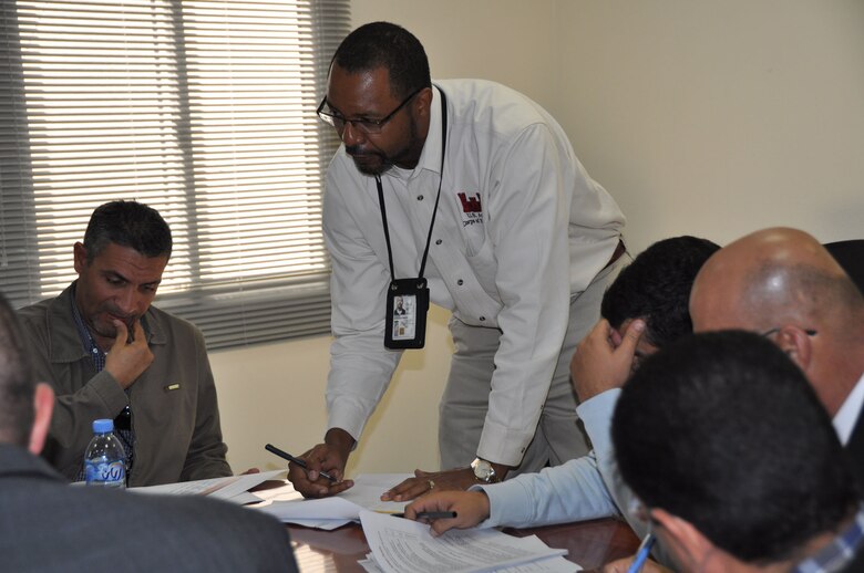 QATAR — Vernon Crudup, U.S. Army Corps of Engineers Middle East District resident engineer, leads a partnering session.