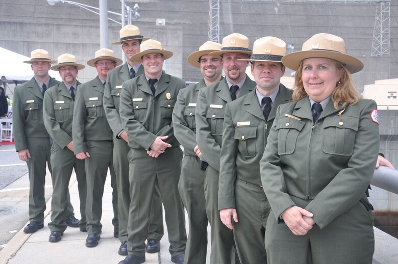 HARTWELL, Ga. — U.S. Army Corps of Engineers Park Rangers at the Hartwell Dam and Lake 50th Anniversary event, April 27, 2012