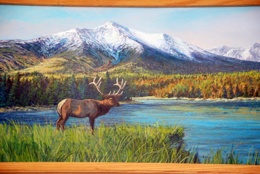 Painting of a buck at a river in front of a mountain by Lee Jensen. Bonneville Lock and Dam is known for many things, like history and hydropower, but artwork? Lee Jensen, who worked there between 1991 and 2001, left his mark ... in a very creative way.