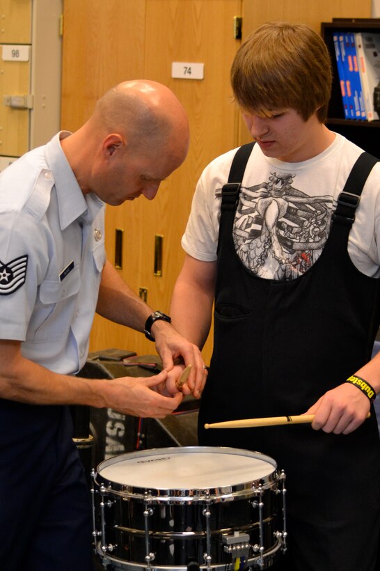 The high school band from Clarinda, Iowa visited the USAFA Band during a spring break tour of the United States Air Force Academy and Peterson AFB.  The Clarinda students enjoyed clinics for their concert band, jazz band, and percussionists while getting a bit of individual instruction on their respective instruments.