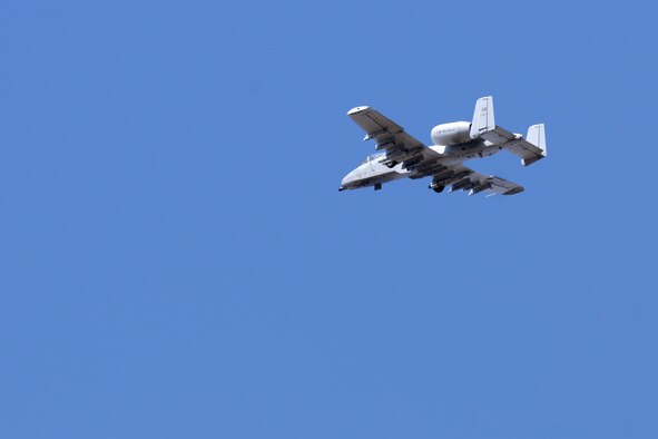 An A-10 Thunderbolt II from the 107th Fighter Squadron flies over the Grayling Aerial Gunnery Range, near Grayling, Mich., April 24, 2012. The Grayling range provides a wide variety of training scenarios for both aircraft and various ground personnel. More than 1,700 air missions are flown every year at the range. (U.S. Air Force photo by TSgt. David Kujawa)