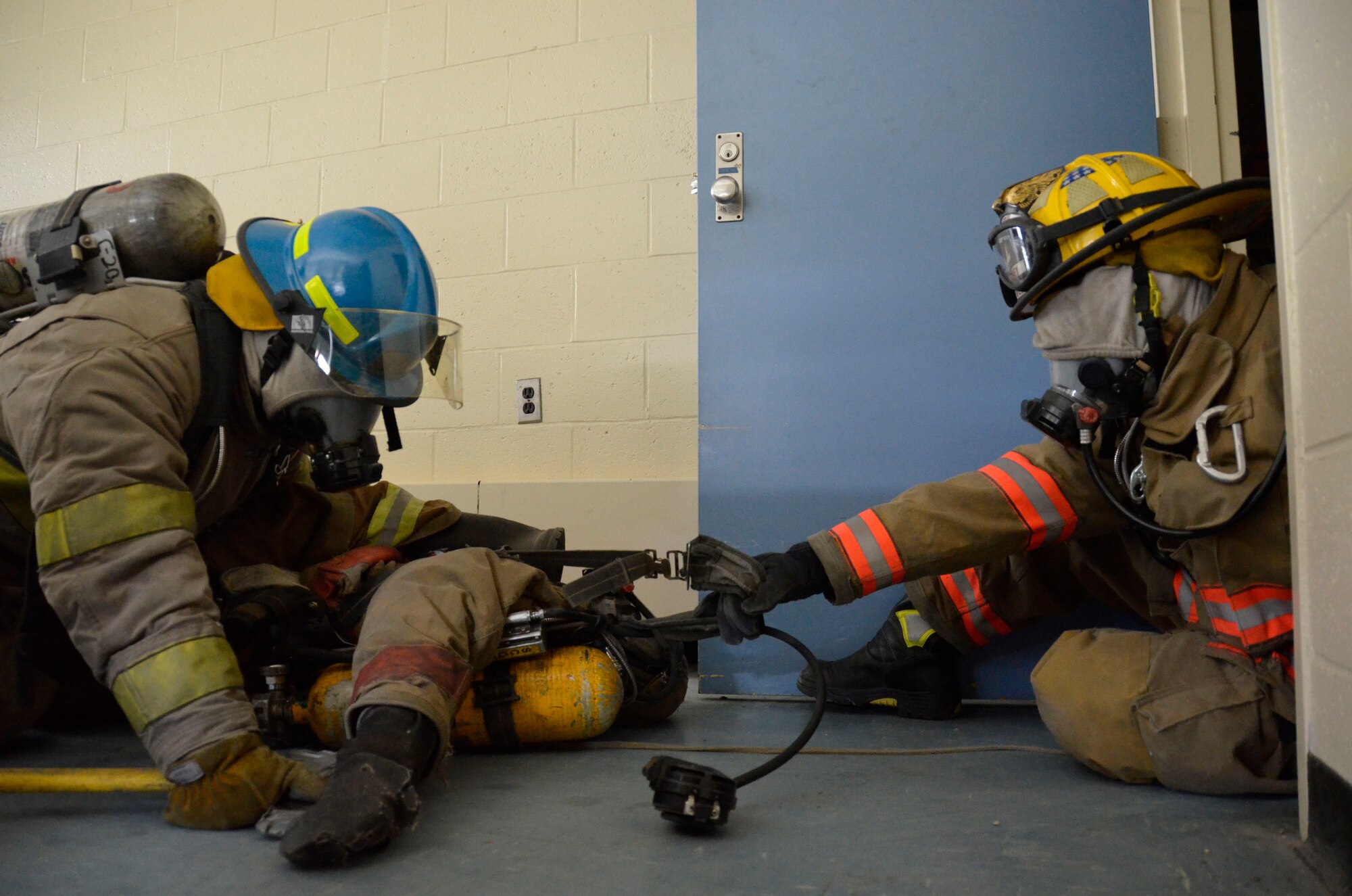 Westover and the Massachusetts Fire Academy assist the Chicopee Fire Department with life-saving training at Westover Air Reserve Base, Chicopee, Massachusetts. The Chicopee Fire Dept. has trained at Westover in the past for previous recruits because of the base's close proximity and excellent training resources. (U.S. Air Force photo/SrA. Kelly Galloway)