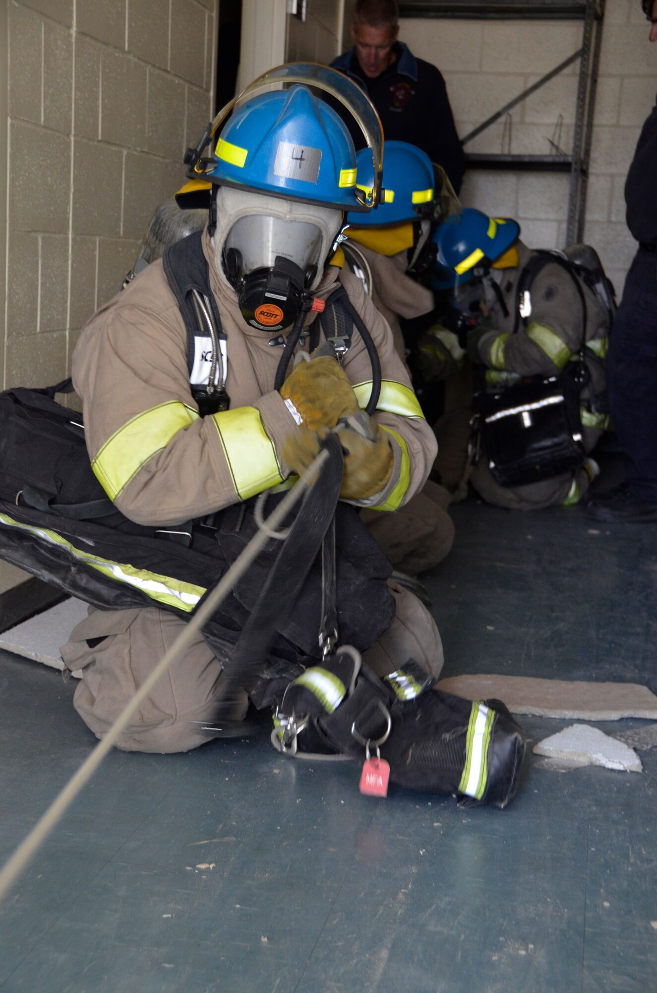 Westover and the Massachusetts Fire Academy assist the Chicopee Fire Department with life-saving training at Westover Air Reserve Base, Chicopee, Massachusetts. The Chicopee Fire Dept. has trained at Westover in the past for previous recruits because of the base's close proximity and excellent training resources. (U.S. Air Force photo/SrA. Kelly Galloway)