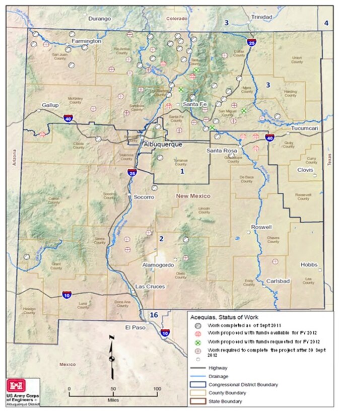 ACEQUIAS IRRIGATION SYSTEM, N.M-- Map