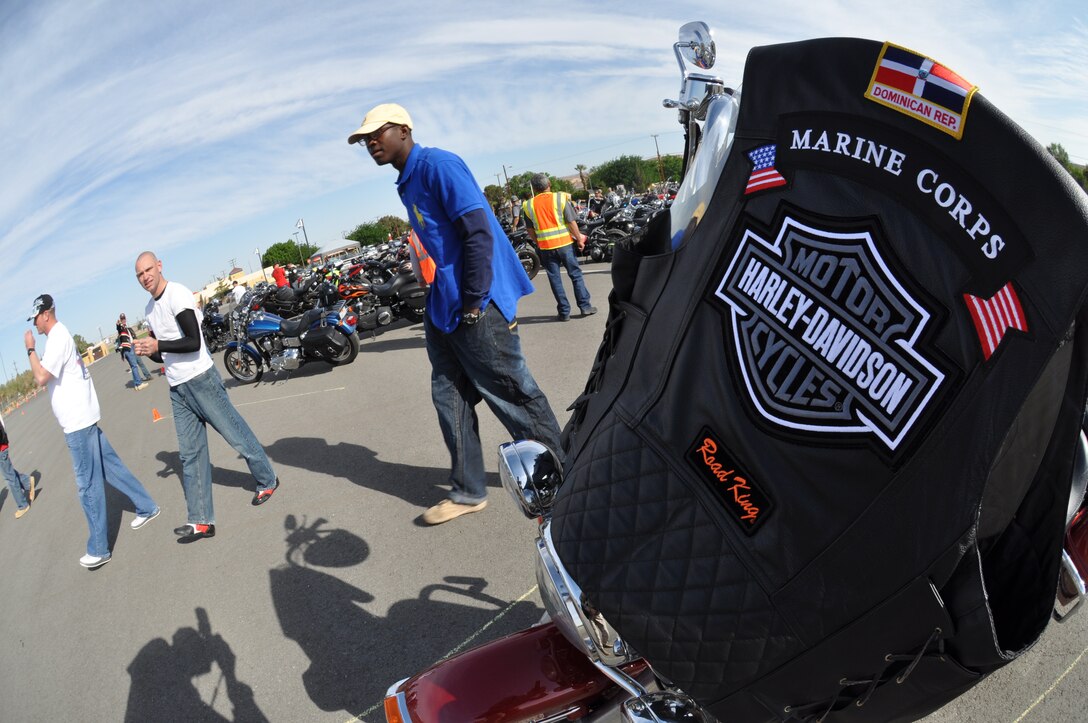 Many bikes were on display at Marine Corps Logistics Base Barstow’s inaugural Motorcycle Rodeo and Safety Event, May 2. Men and women from the surrounding communities came out to participate in the Motorcycle Rodeo.