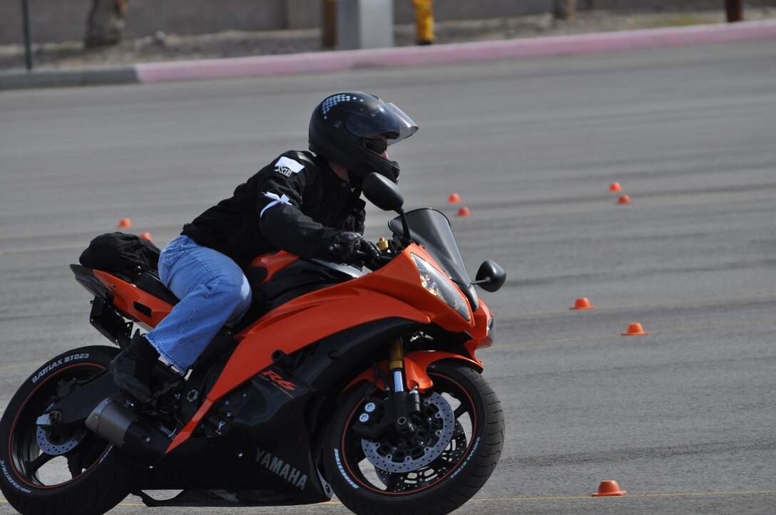 Marine Corps Logistics Base Barstow kicked off its inaugural Motorcycle Rodeo and Safety Event held aboard base, May 2. During the event, riders participated in a timed cornering course to test their handling skills on a motorcycle.