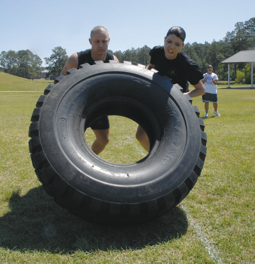 The Daniels Cup Team Challenge, an annual event to build camaraderie, teamwork and friendly competition, was held at Marine Corps Logistics Base Albany April 25 at Boyett Park. The event consisted of three events. The tire flip and the tote-n-carry tested competitors’ strength and the relay race tested speed and endurance. Each team was composed of five members with at least one female on each team. Five teams entered the event with Team Marine winning the competition.