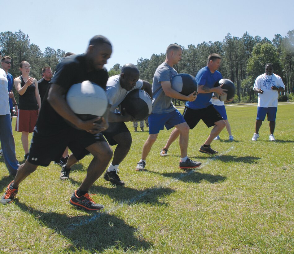 The Daniels Cup Team Challenge, an annual event to build camaraderie, teamwork and friendly competition, was held at Marine Corps Logistics Base Albany April 25 at Boyett Park. The event consisted of three events. The tire flip and the tote-n-carry tested competitors’ strength and the relay race tested speed and endurance. Each team was composed of five members with at least one female on each team. Five teams entered the event with Team Marine winning the competition.