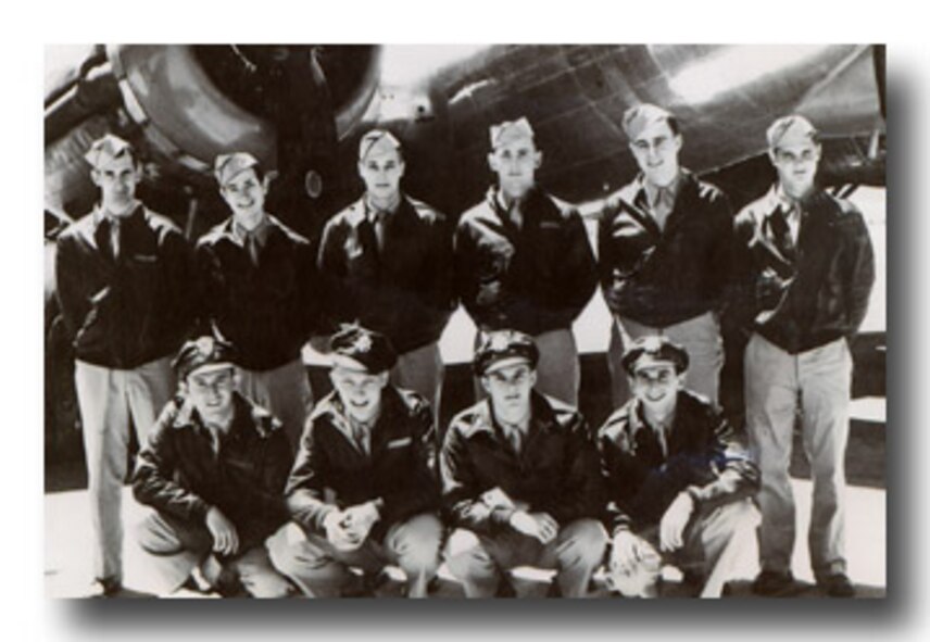 Andy Anderson, a pilot who was assigned to the 91st Bombardment Group, poses here with crew members of the 91st BG. During World War II, the 91st BG accomplished approximately 70 missions for the United States. (Courtesy photo)