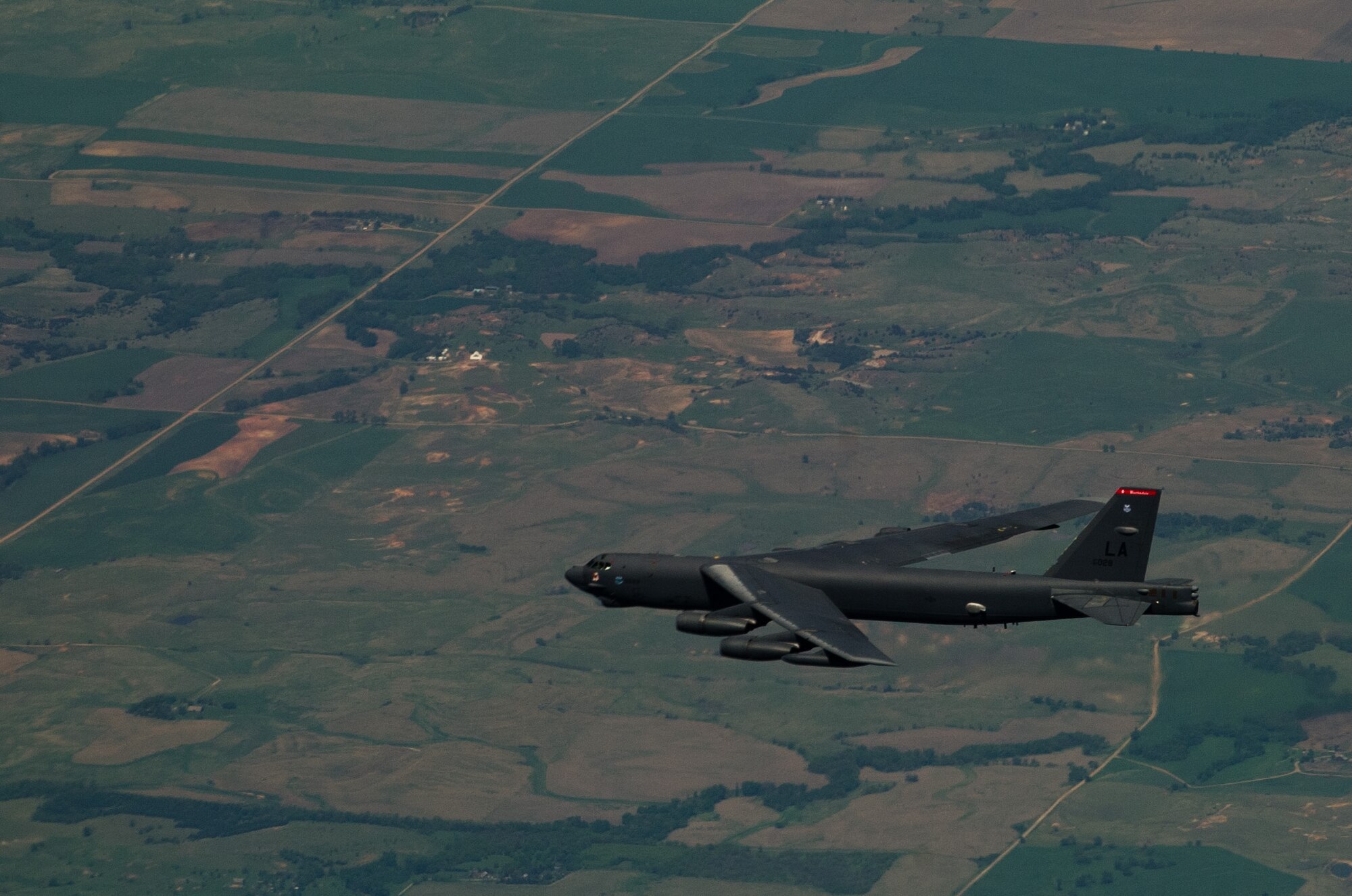 BARKSDALE AIR FORCE BASE, La. - A B-52H Stratofortress from Barksdale Air Force Base, La., flies a training mission April 18 over the base. This year marks the 60th year of aviation for the B-52H. (U.S. Air Force photo/Staff Sgt. Jonathan Snyder)