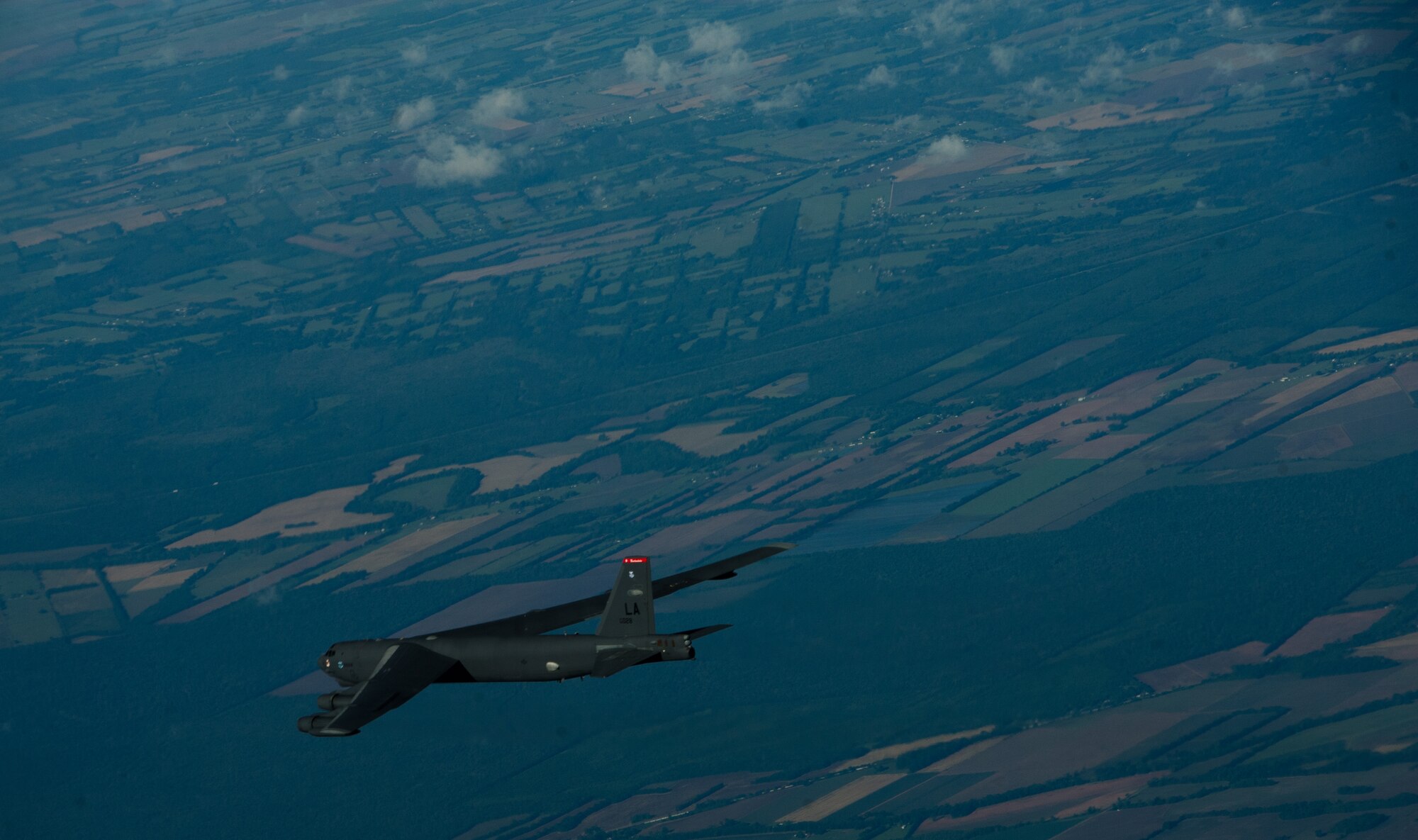 BARKSDALE AIR FORCE BASE, La. - A B-52H Stratofortress from Barksdale Air Force Base, La., flies a training mission April 18 over the base. This year marks the 60th year of aviation for the B-52H. (U.S. Air Force photo/Staff Sgt. Jonathan Snyder)