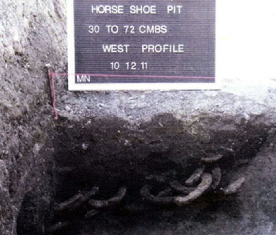 Horseshoes unearthed at Presidio of Monterey construction site.
