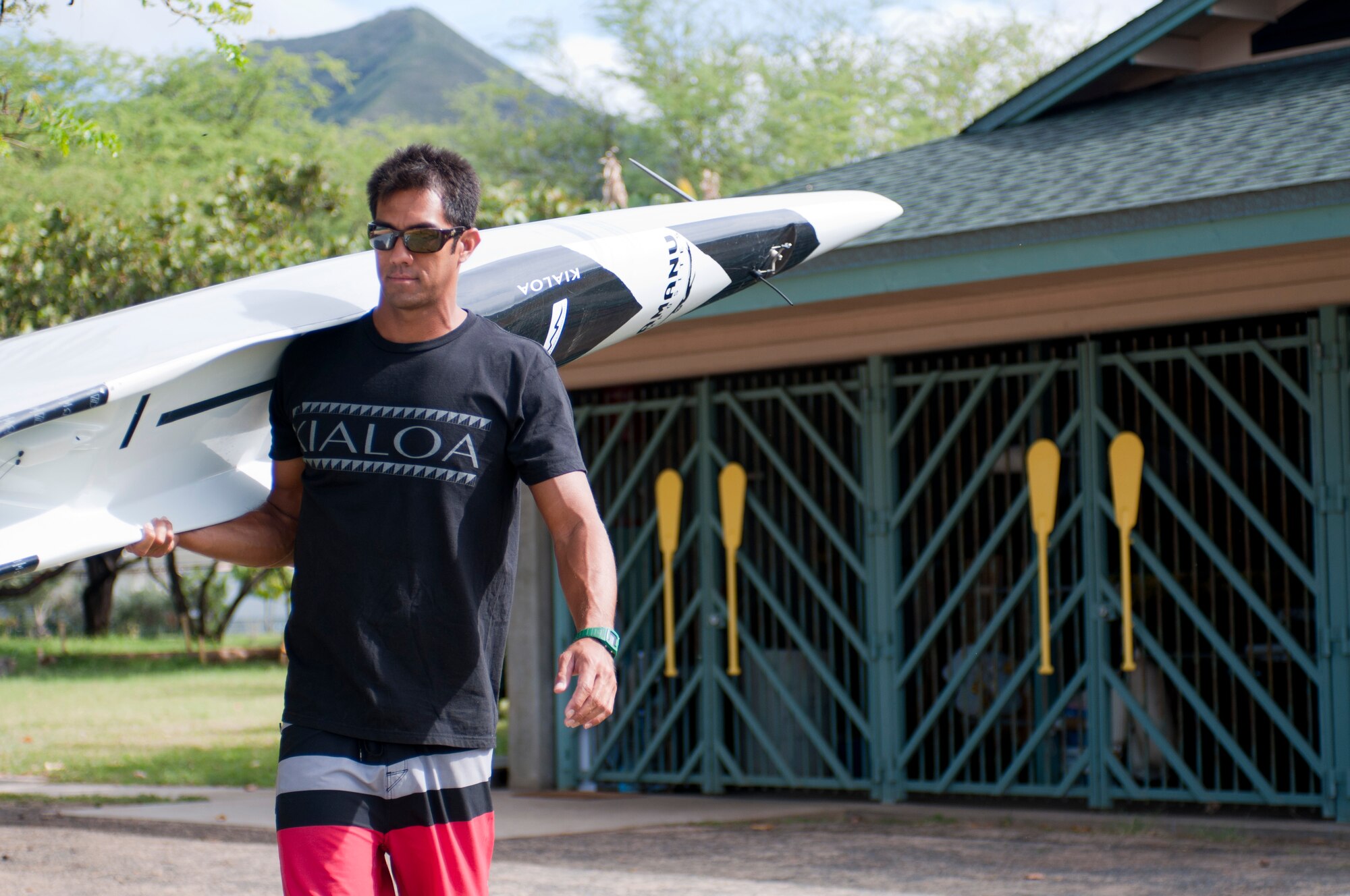 Staff Sgt. Alfred Van Gieson, 48th Aerial Port Squadron aerial transportation specialist, who desires to excel as a top competitive canoe paddler and as an Air Force reservist in Hawaii.  (U.S. Air Force photo/Staff Sgt. Kyle Brasier)