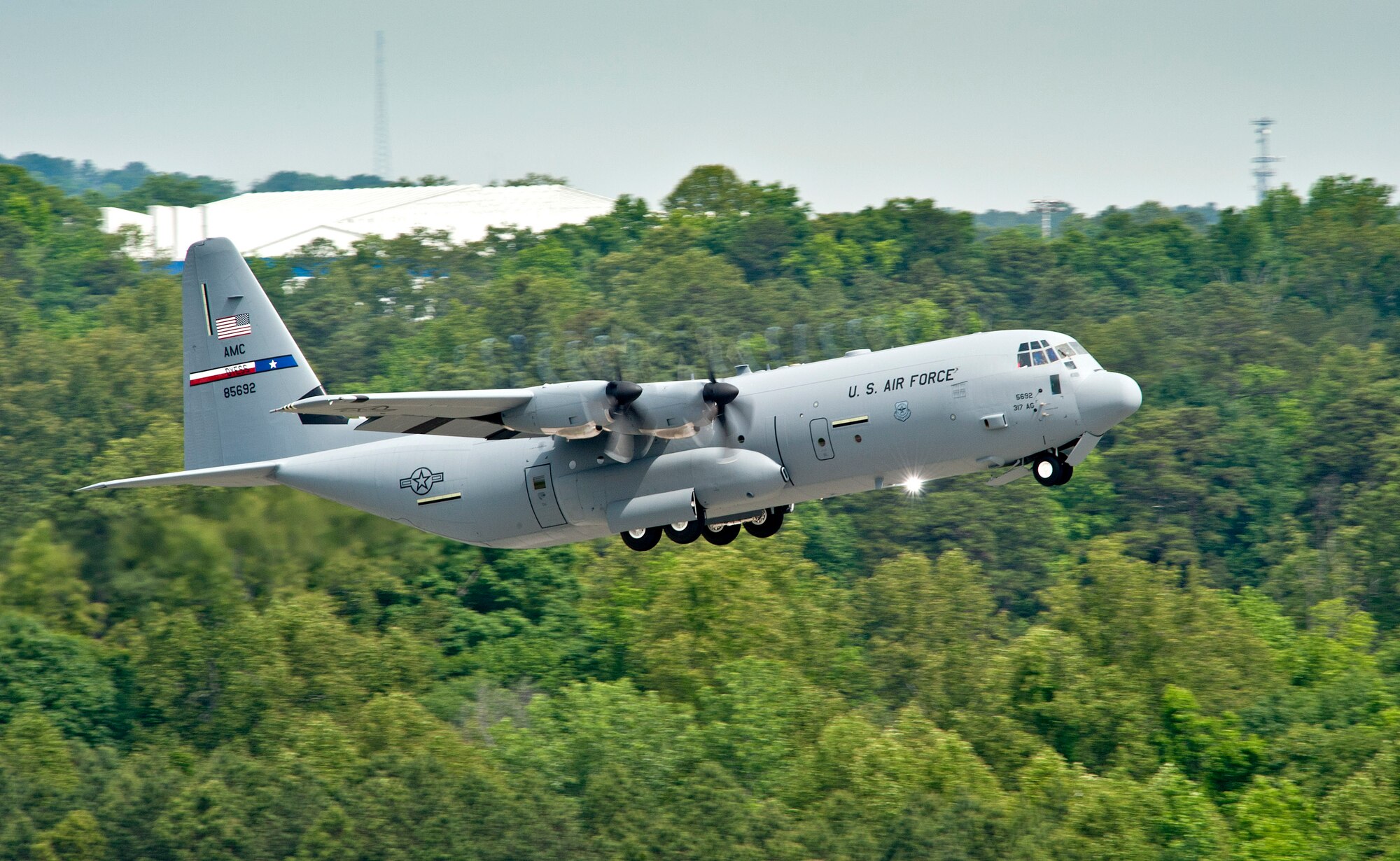 The newest C-130J Super Hercules to be delivered to Dyess Air Force Base, Texas, takes off from Lockheed Martin’s headquarters May 3, 2012, at Marietta, Georgia. This is Dyess’ 19th of 28 C-130J Super Hercules to be delivered, replacing the current legacy fleet. (Courtesy Photo)