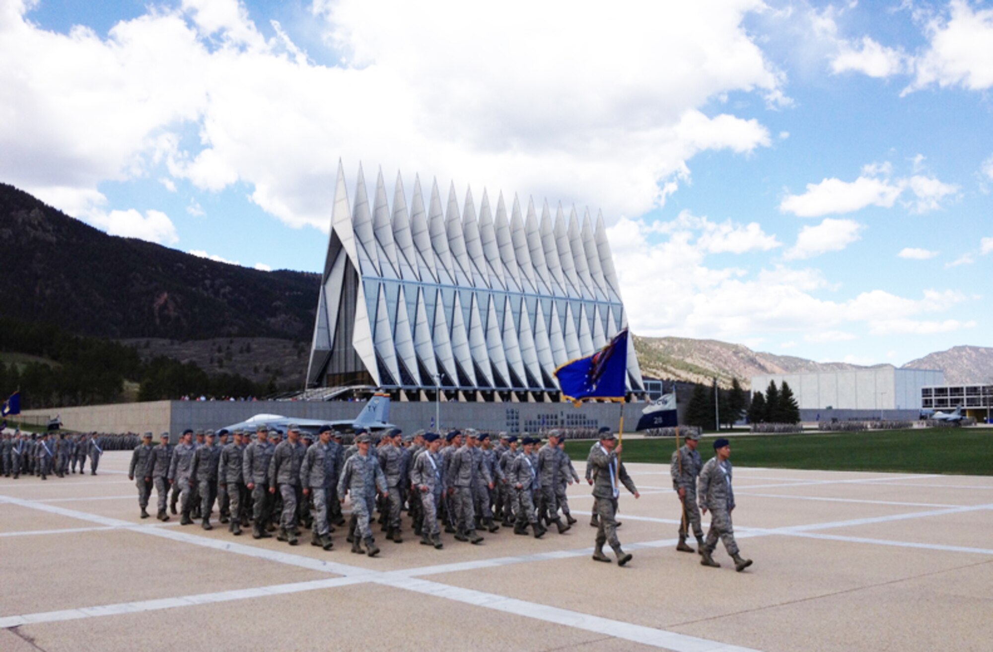 U.S AIR FORCE ACADEMY, Colo., -- The 434th Air Refueling Wing flag is on display during a noontime parade at the Air force Academy. (U.S. Air Force photo)