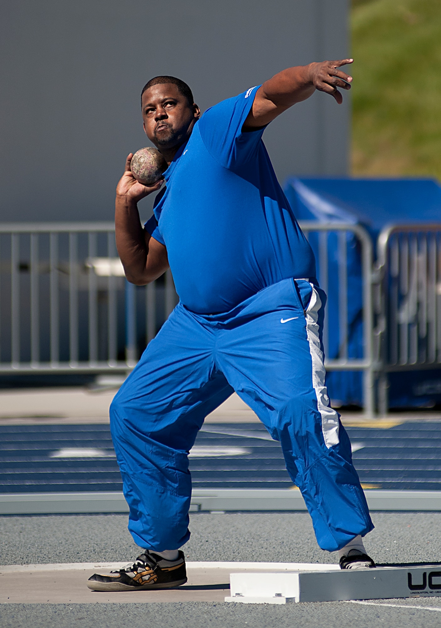 Kevin Murphy takes part in the shot put competition during Warrior Games 2012 at the U.S. Air Force Academy in Colorado Springs, Colo., May 4, 2012. (U.S. Air Force photo by Val Gempis/Released)