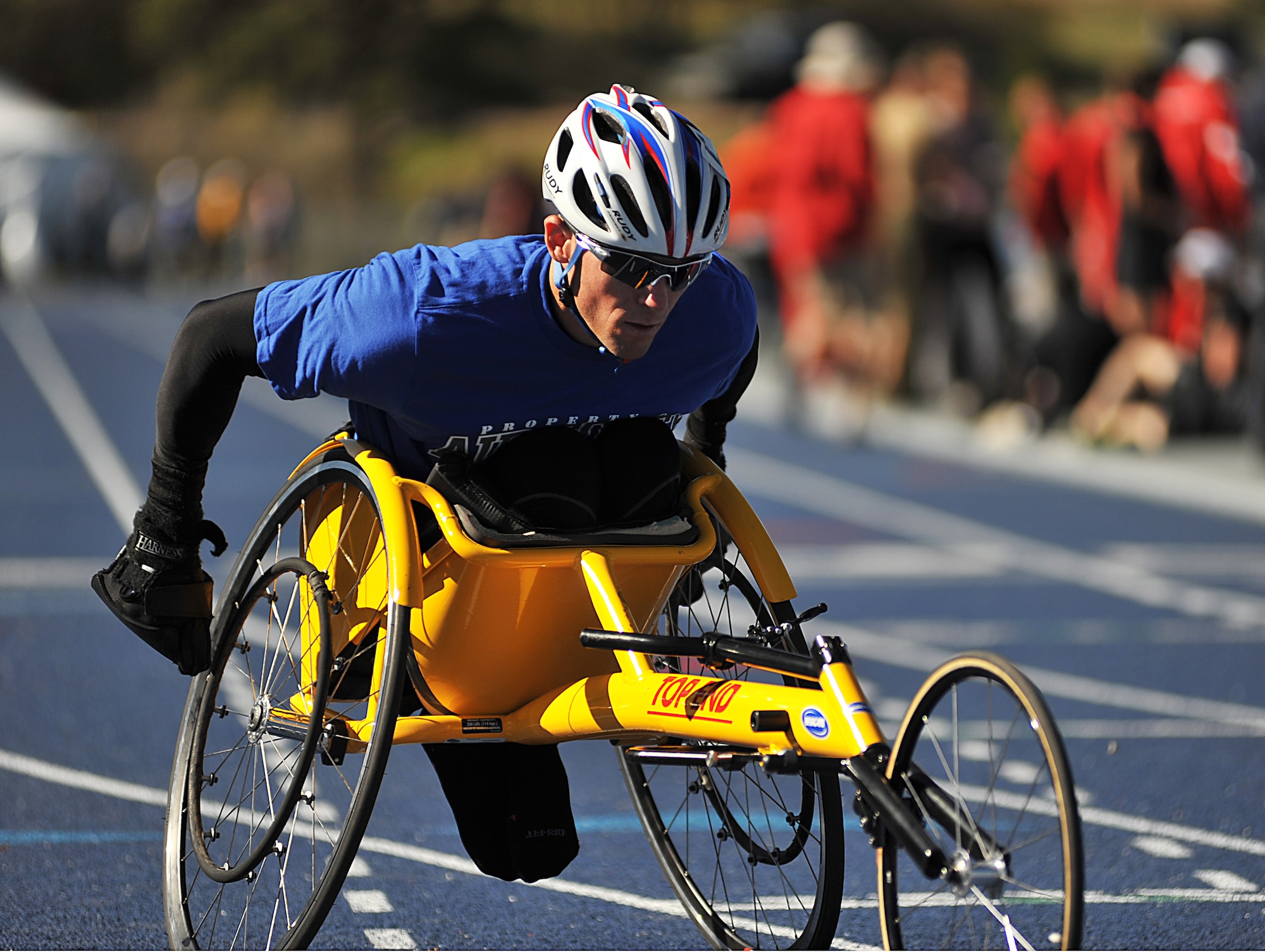 Jeff Odom take part in the track and field competition of Warrior Games 2012 at the U.S. Air Force Academy in Colorado Springs, Colo., May 4, 2012. (U.S. Air Force photo by Val Gempis/Released)