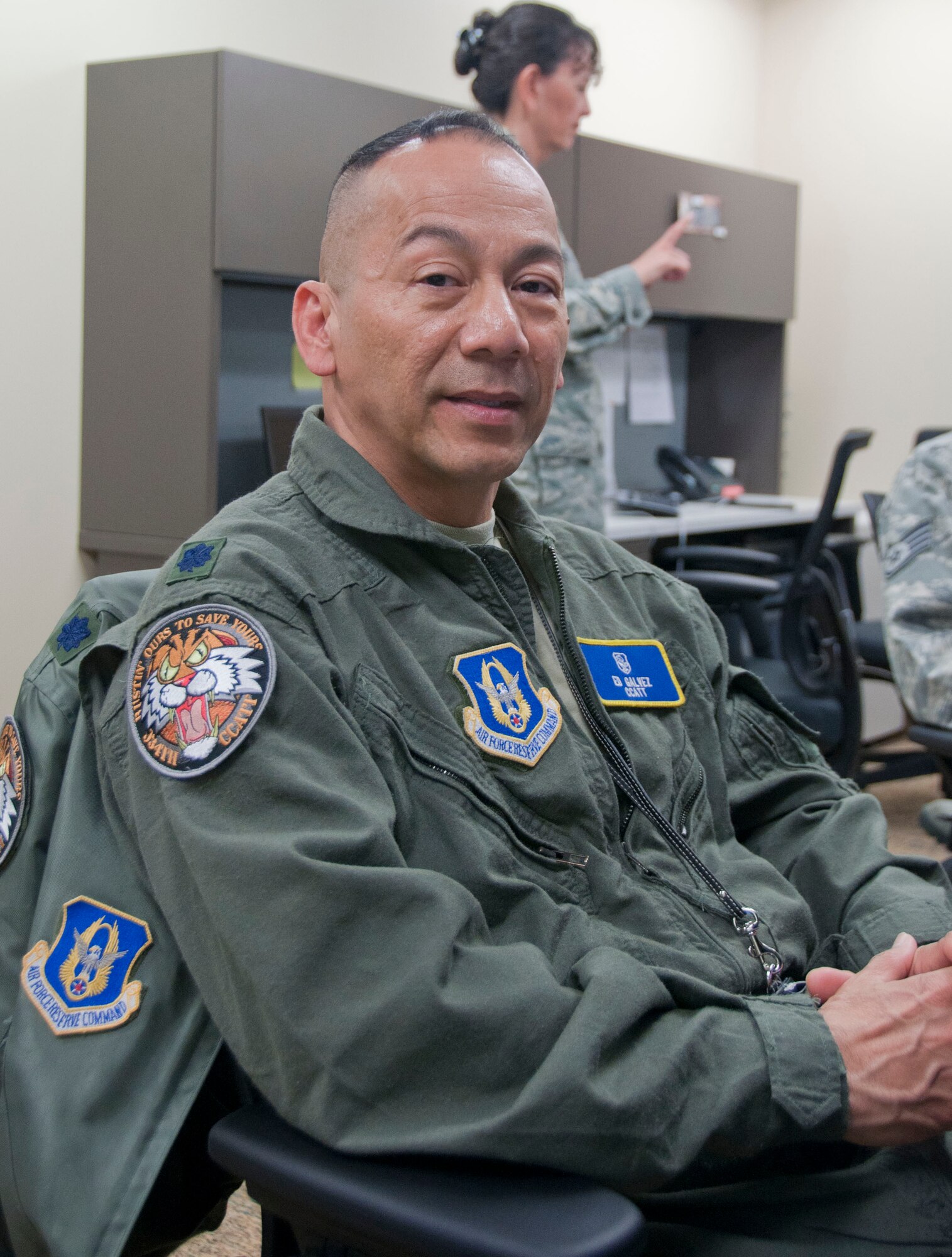 Lt. Col. Ed Galvez, a critical care air team nurse with 934th Aeromedical Staging Squadron, says what he learned from the Readiness Assistance Visit was the importance of being flexible with the mission. The 934 AW was in Gulfport, Miss., for the RAV late April. (U.S. Air Force Photo/Tech. Sgt. Jim Loehr)