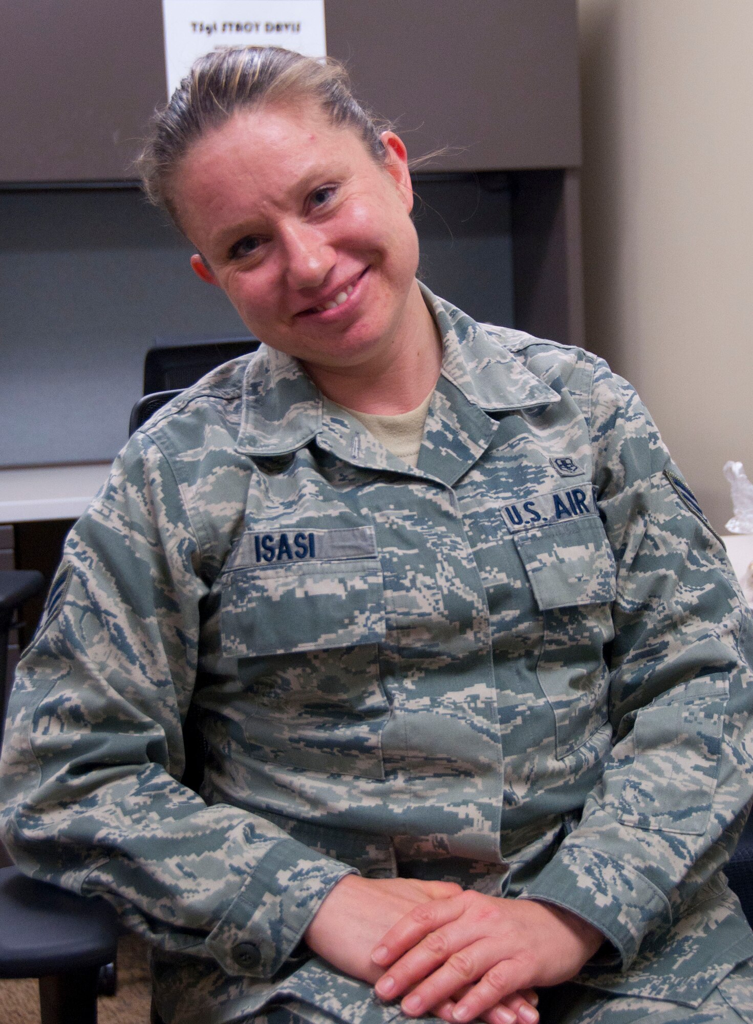 Senior Airman Melody Isasi says that what she learned from the Readiness Assistance Visit in Gulfport, Miss, was the importance of being a Post-Attack Recon team member.  Airman Isasi is a Medical Technician at the 934th Aeromedical Staging Squadron, Minneapolis-St. Paul Air Reserve Station, Minn.  (U.S. Air Force Photo/Tech. Sgt. Jim Loehr)